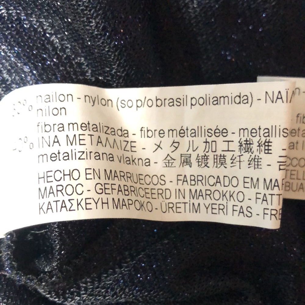 ZARA Blue Black Striped Top Front Frill Long Sleeve V-Neck New (RT$39) Small - Picture 5 of 5